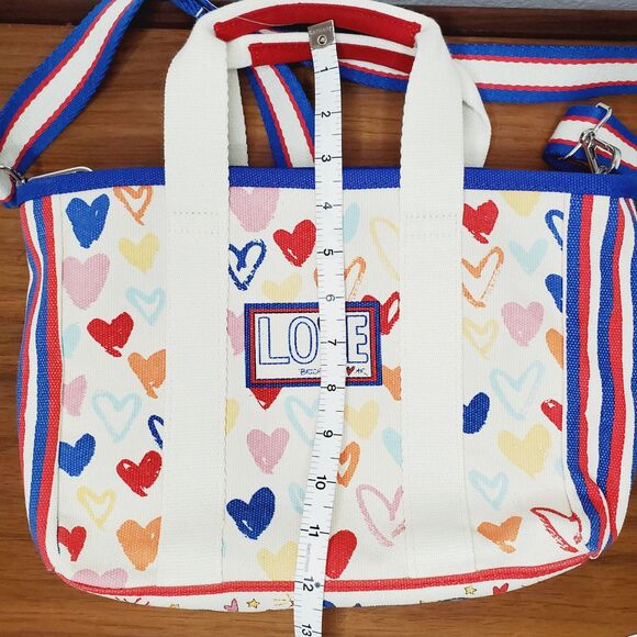 Brighton Red White And You Mini Tote Bag Womens Heart Purse Canvas Crossbody - Picture 6 of 9
